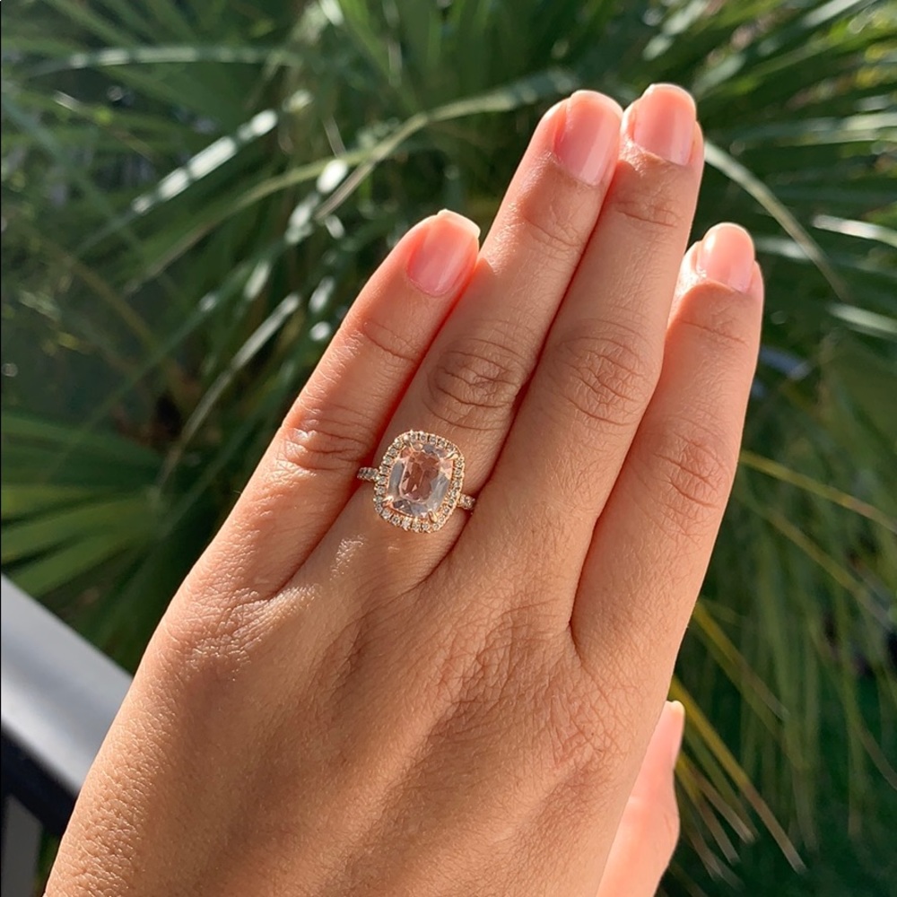 18k rose gold Morganite diamond engagement ring